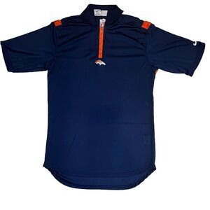 Denver Broncos NFL Pro Line Nike Polo Shirt Size Medium Navy 1/4 Zip Logo y2k